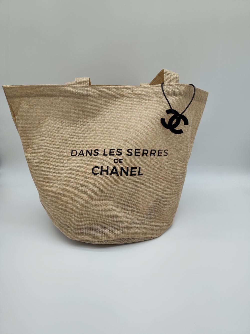 CHANEL Dans Les Serres Natural Woven Tote Bag Coated Interior Logo Tag NIP